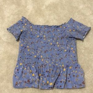 American Eagle flowered off the shoulder crop top